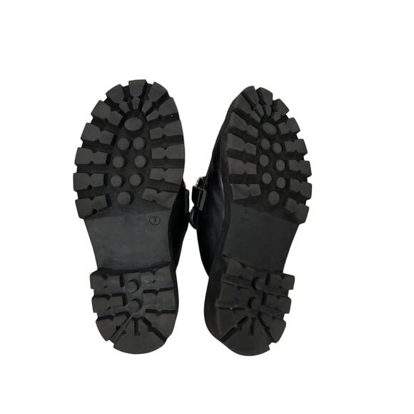 Steve Madden Slip In Platform Black Loafers with Gold Buckle - Size 7 - Picture 3 of 4